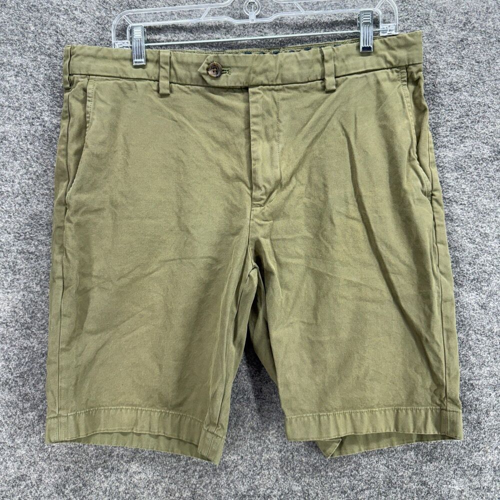 Brooks Brothers Shorts Men 34 Gray Mid Rise Bermuda Flat Front Cotton Regular